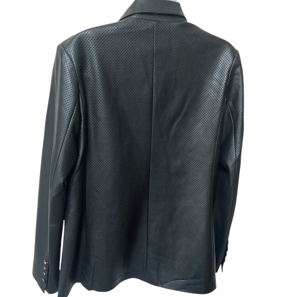 NWT Elie Tahari ladies black perforated leather look lined blazer / jacket - Picture 2 of 4